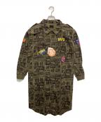 Hysteric Glamourヒステリックグラマー）の古着「HYSアップリケ ミリタリーロングシャツワンピース」｜グリーン×ブラック