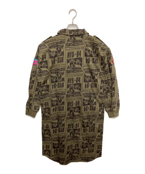 Hysteric Glamour（ヒステリックグラマー）Hysteric Glamour (ヒステリックグラマー) HYSアップリケ ミリタリーロングシャツワンピース グリーン×ブラック サイズ:FREE 未使用品の古着・服飾アイテム