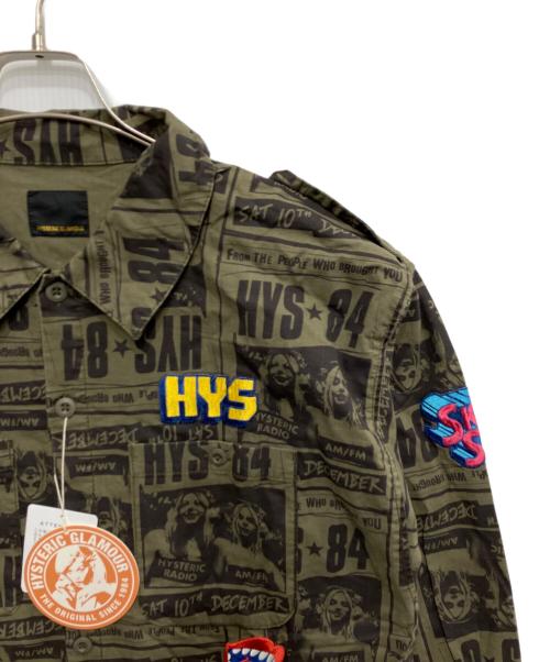 Hysteric Glamour（ヒステリックグラマー）Hysteric Glamour (ヒステリックグラマー) HYSアップリケ ミリタリーロングシャツワンピース グリーン×ブラック サイズ:FREE 未使用品の古着・服飾アイテム