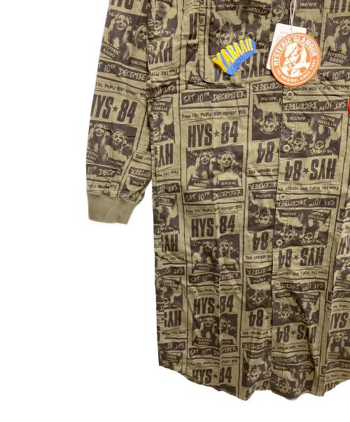 Hysteric Glamour（ヒステリックグラマー）Hysteric Glamour (ヒステリックグラマー) HYSアップリケ ミリタリーロングシャツワンピース グリーン×ブラック サイズ:FREE 未使用品の古着・服飾アイテム