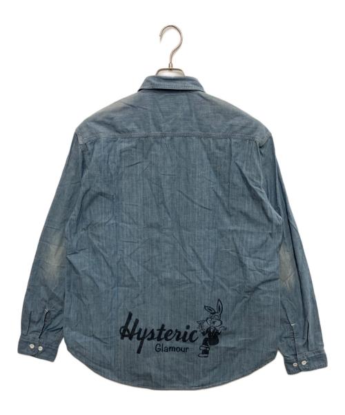Hysteric Glamour（ヒステリックグラマー）Hysteric Glamour (ヒステリックグラマー) RABBIT SALON シャンブレーワークシャツ ブルー サイズ:Lの古着・服飾アイテム