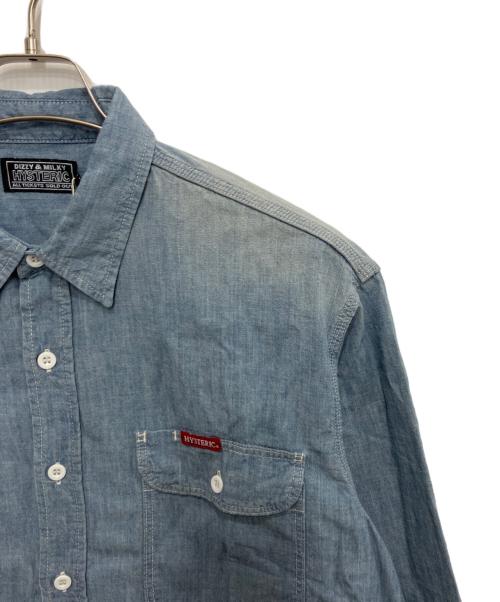 Hysteric Glamour（ヒステリックグラマー）Hysteric Glamour (ヒステリックグラマー) RABBIT SALON シャンブレーワークシャツ ブルー サイズ:Lの古着・服飾アイテム