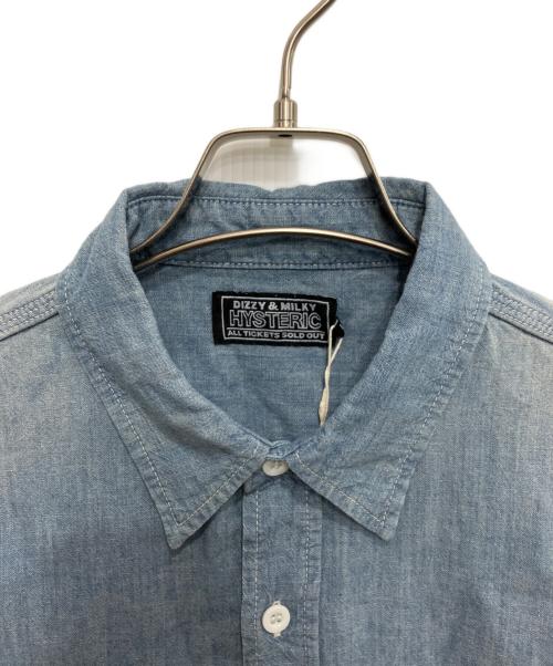 Hysteric Glamour（ヒステリックグラマー）Hysteric Glamour (ヒステリックグラマー) RABBIT SALON シャンブレーワークシャツ ブルー サイズ:Lの古着・服飾アイテム
