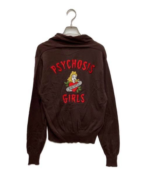 Hysteric Glamour（ヒステリックグラマー）Hysteric Glamour (ヒステリックグラマー) PSYCHOSIS GIRLS刺繍 カーディガン ブラウン サイズ:FREEの古着・服飾アイテム