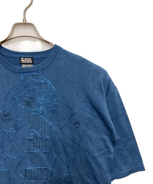 Hysteric Glamour（ヒステリックグラマー）Hysteric Glamour (ヒステリックグラマー) GUITAR GIRL刺繍 プルオーバーニット ブルー サイズ:Freeの古着・服飾アイテム