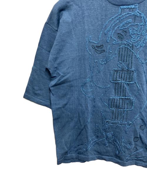 Hysteric Glamour（ヒステリックグラマー）Hysteric Glamour (ヒステリックグラマー) GUITAR GIRL刺繍 プルオーバーニット ブルー サイズ:Freeの古着・服飾アイテム