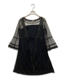 Hysteric Glamour（ヒステリックグラマー）の古着「SKULL プリント チュールカーディガン」｜ブラック