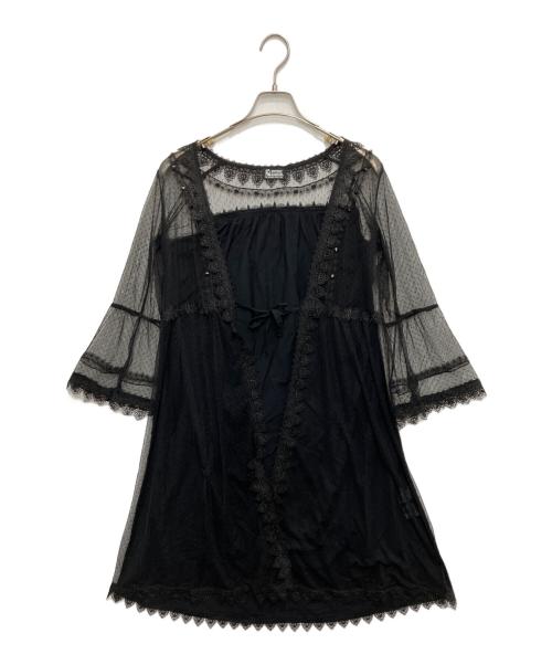 Hysteric Glamour（ヒステリックグラマー）Hysteric Glamour (ヒステリックグラマー) SKULL プリント チュールカーディガン ブラック サイズ:FREEの古着・服飾アイテム