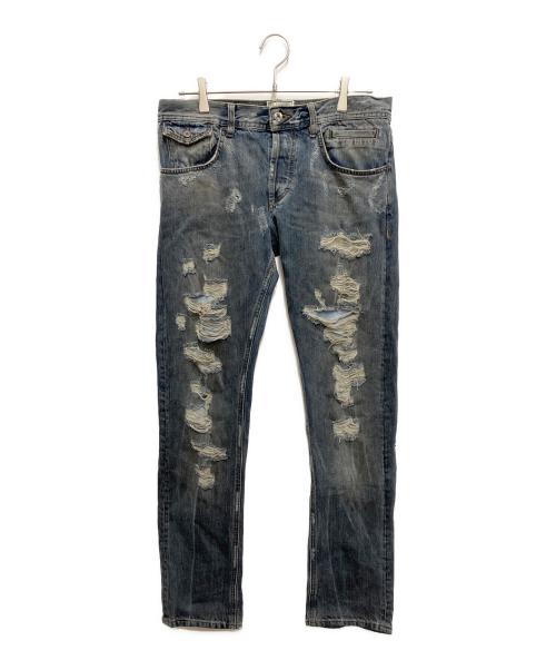 DOLCE & GABBANA（ドルチェ＆ガッバーナ）DOLCE & GABBANA (ドルチェ＆ガッバーナ) ハードクラッシュデニムパンツ インディゴ サイズ:W31の古着・服飾アイテム