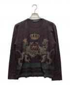 DOLCE & GABBANAドルチェ＆ガッバーナ）の古着「総柄カットソー」｜ワインレッド