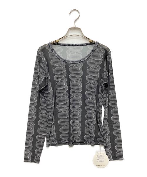 Hysteric Glamour（ヒステリックグラマー）Hysteric Glamour (ヒステリックグラマー) SNAKE LOOP柄 Tシャツ グレー サイズ:free 未使用品の古着・服飾アイテム