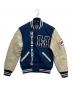 Hysteric Glamour（ヒステリックグラマー）の古着「SEE NO EVIL刺繍 ヴァーシティジャケット」｜ブルー×ベージュ