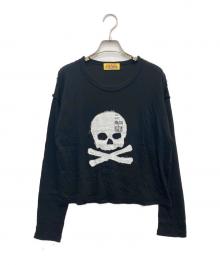 Hysteric Glamour（ヒステリックグラマー）の古着「SKULL HEADパッチ ショートTシャツ」｜ブラック
