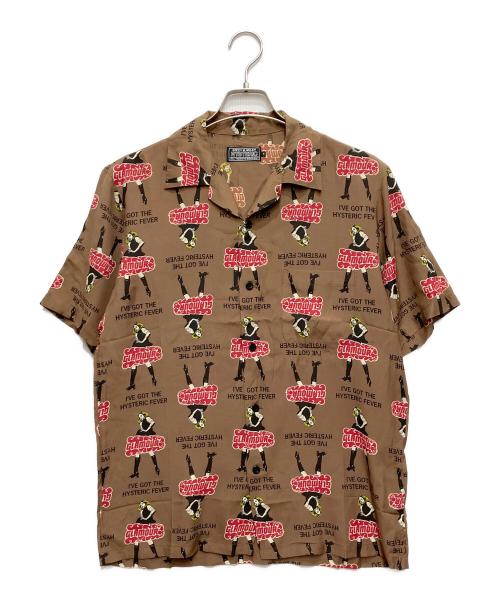 Hysteric Glamour（ヒステリックグラマー）Hysteric Glamour (ヒステリックグラマー) VIXEN GIRL柄 オープンカラーシャツ ブラウン サイズ:Sの古着・服飾アイテム