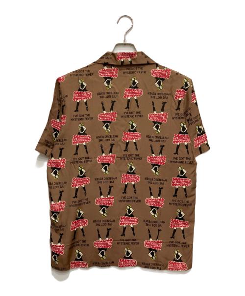Hysteric Glamour（ヒステリックグラマー）Hysteric Glamour (ヒステリックグラマー) VIXEN GIRL柄 オープンカラーシャツ ブラウン サイズ:Sの古着・服飾アイテム