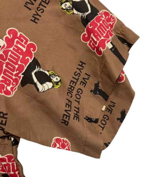 Hysteric Glamour（ヒステリックグラマー）Hysteric Glamour (ヒステリックグラマー) VIXEN GIRL柄 オープンカラーシャツ ブラウン サイズ:Sの古着・服飾アイテム