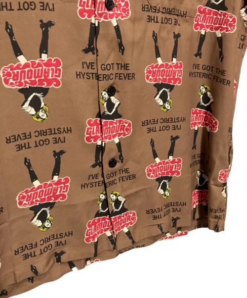Hysteric Glamour（ヒステリックグラマー）Hysteric Glamour (ヒステリックグラマー) VIXEN GIRL柄 オープンカラーシャツ ブラウン サイズ:Sの古着・服飾アイテム