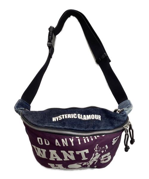 Hysteric Glamour（ヒステリックグラマー）Hysteric Glamour (ヒステリックグラマー) DENIM×NYLON ボディーバッグ ブルー×パープルの古着・服飾アイテム
