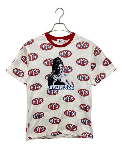 Hysteric Glamour（ヒステリックグラマー）Hysteric Glamour (ヒステリックグラマー) HYS SUPERFUZZ柄 Tシャツ レッド×ホワイト サイズ:Sの古着・服飾アイテム