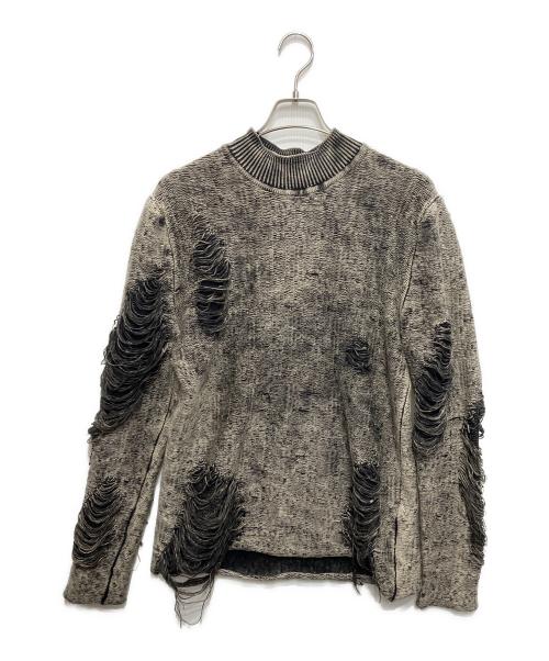 DIESEL（ディーゼル）DIESEL (ディーゼル) K-FJORDI ダメージ加工ニット グレー サイズ:Lの古着・服飾アイテム