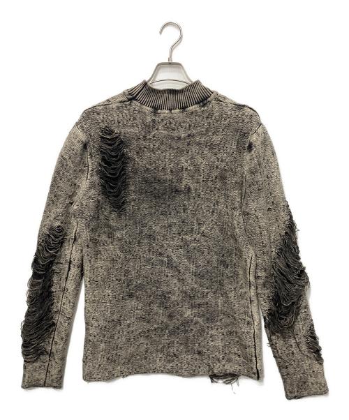 DIESEL（ディーゼル）DIESEL (ディーゼル) K-FJORDI ダメージ加工ニット グレー サイズ:Lの古着・服飾アイテム