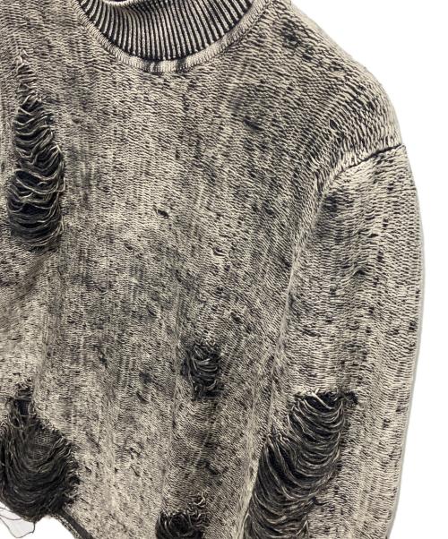 DIESEL（ディーゼル）DIESEL (ディーゼル) K-FJORDI ダメージ加工ニット グレー サイズ:Lの古着・服飾アイテム