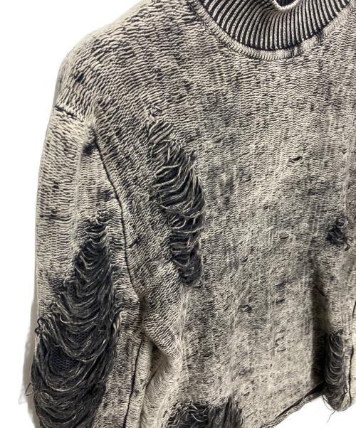 DIESEL（ディーゼル）DIESEL (ディーゼル) K-FJORDI ダメージ加工ニット グレー サイズ:Lの古着・服飾アイテム