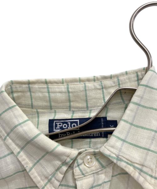 POLO RALPH LAUREN（ポロ・ラルフローレン）POLO RALPH LAUREN (ポロ・ラルフローレン) リネンシャツ ホワイト×グリーン サイズ:不明の古着・服飾アイテム