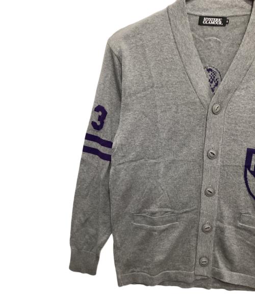 Hysteric Glamour（ヒステリックグラマー）Hysteric Glamour (ヒステリックグラマー) HG LEAGUE編込 カーディガン グレー サイズ:Sの古着・服飾アイテム