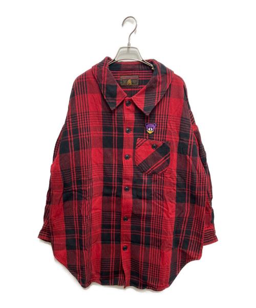 Hysteric Glamour（ヒステリックグラマー）Hysteric Glamour (ヒステリックグラマー) HYS DEAD BEAR刺繍 長袖ステンカラーシャツ レッド×ブラック サイズ:Freeの古着・服飾アイテム