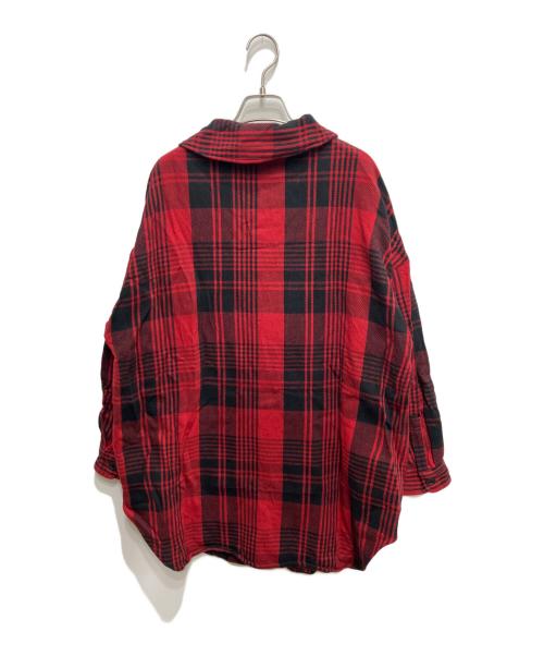 Hysteric Glamour（ヒステリックグラマー）Hysteric Glamour (ヒステリックグラマー) HYS DEAD BEAR刺繍 長袖ステンカラーシャツ レッド×ブラック サイズ:Freeの古着・服飾アイテム