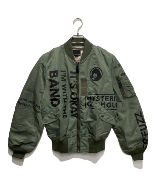 Hysteric Glamour（ヒステリックグラマー）Hysteric Glamour (ヒステリックグラマー) エアフォース LOGO SCRATCH MA-1ジャケット グリーン サイズ:Sの古着・服飾アイテム