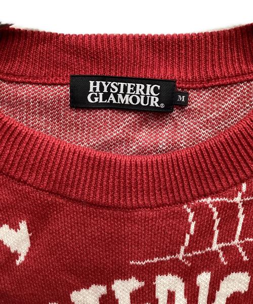 Hysteric Glamour（ヒステリックグラマー）Hysteric Glamour (ヒステリックグラマー) スカルジャガードニット レッド サイズ:Mの古着・服飾アイテム