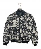 Thee Hysteric XXX×ROLLING STONESジィ ヒステリックトリプルエックス×ローリングストーンズ）の古着「LADIES&GENTLEMENジャカード ジップアップリブジャケット」｜ブラック×ホワイト