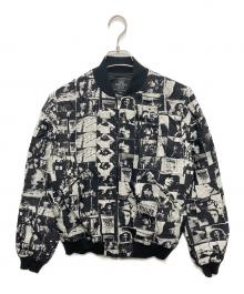 Thee Hysteric XXX×ROLLING STONES（ジィ ヒステリックトリプルエックス×ローリングストーンズ）の古着「LADIES&GENTLEMENジャカード ジップアップリブジャケット」｜ブラック×ホワイト