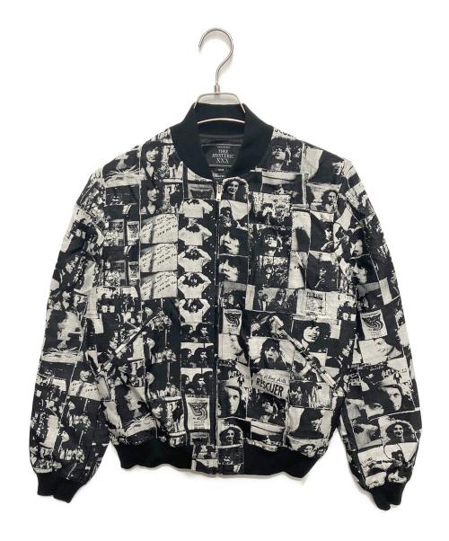 Thee Hysteric XXX（ジィ ヒステリックトリプルエックス）Thee Hysteric XXX (ジィ ヒステリックトリプルエックス) ROLLING STONES (ローリングストーンズ) LADIES&GENTLEMENジャカード ジップアップリブジャケット ブラック×ホワイト サイズ:Sの古着・服飾アイテム