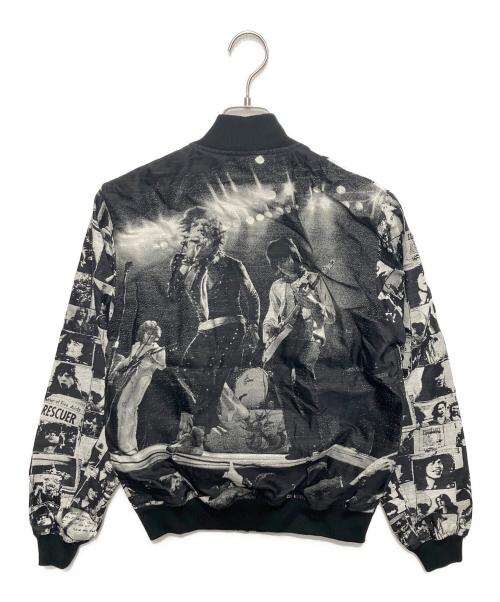 Thee Hysteric XXX（ジィ ヒステリックトリプルエックス）Thee Hysteric XXX (ジィ ヒステリックトリプルエックス) ROLLING STONES (ローリングストーンズ) LADIES&GENTLEMENジャカード ジップアップリブジャケット ブラック×ホワイト サイズ:Sの古着・服飾アイテム