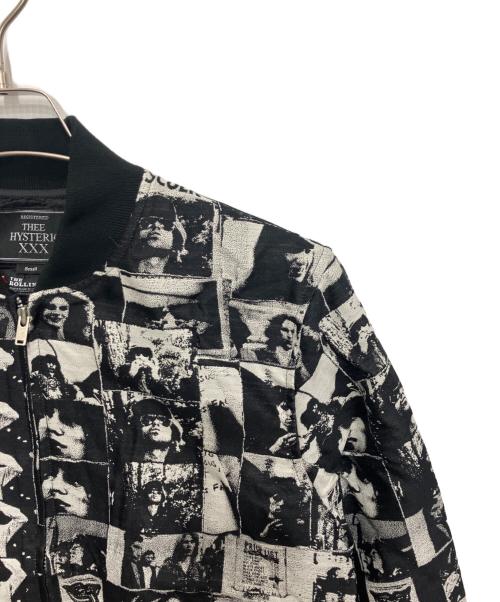 Thee Hysteric XXX（ジィ ヒステリックトリプルエックス）Thee Hysteric XXX (ジィ ヒステリックトリプルエックス) ROLLING STONES (ローリングストーンズ) LADIES&GENTLEMENジャカード ジップアップリブジャケット ブラック×ホワイト サイズ:Sの古着・服飾アイテム
