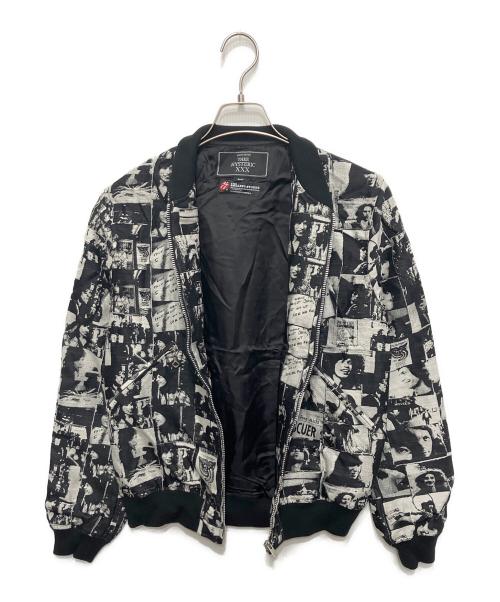 Thee Hysteric XXX（ジィ ヒステリックトリプルエックス）Thee Hysteric XXX (ジィ ヒステリックトリプルエックス) ROLLING STONES (ローリングストーンズ) LADIES&GENTLEMENジャカード ジップアップリブジャケット ブラック×ホワイト サイズ:Sの古着・服飾アイテム