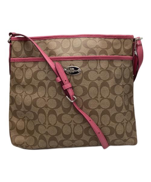 COACH（コーチ）COACH (コーチ) ショルダーバッグ ブラウン×ピンクの古着・服飾アイテム