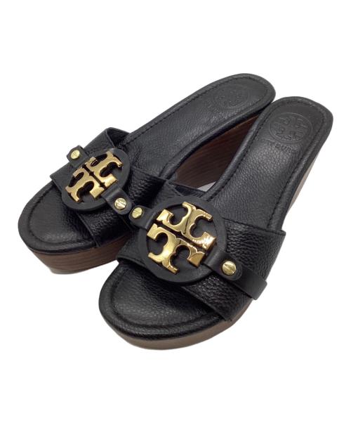 TORY BURCH（トリーバーチ）TORY BURCH (トリーバーチ) ウェッジソールサンダル ブラック サイズ:6の古着・服飾アイテム