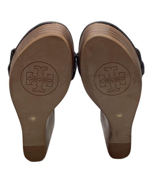 TORY BURCH（トリーバーチ）TORY BURCH (トリーバーチ) ウェッジソールサンダル ブラック サイズ:6の古着・服飾アイテム