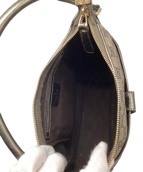 GUCCI（グッチ）GUCCI (グッチ) GGスプリーム ハンドバッグ ベージュ×ゴールドの古着・服飾アイテム
