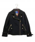 BLUE LABEL CRESTBRIDGEブルーレーベルクレストブリッジ）の古着「ウールダブルライダースジャケット」｜ブラック