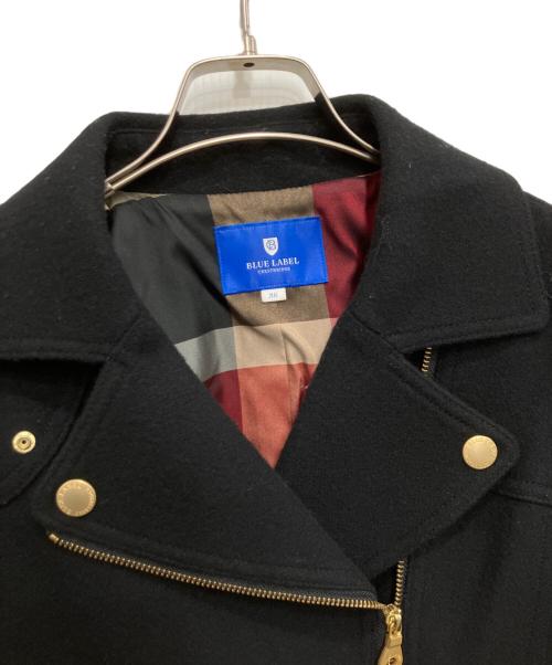 BLUE LABEL CRESTBRIDGE（ブルーレーベルクレストブリッジ）BLUE LABEL CRESTBRIDGE (ブルーレーベルクレストブリッジ) ウールダブルライダースジャケット ブラック サイズ:38の古着・服飾アイテム