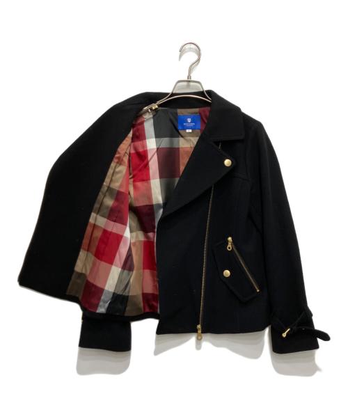 BLUE LABEL CRESTBRIDGE（ブルーレーベルクレストブリッジ）BLUE LABEL CRESTBRIDGE (ブルーレーベルクレストブリッジ) ウールダブルライダースジャケット ブラック サイズ:38の古着・服飾アイテム