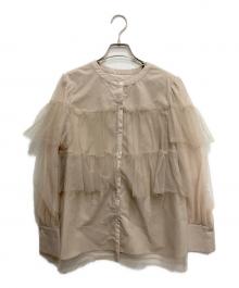 JUSGLITTY（ジャスグリッティー）の古着「キラキラチュールシャツブラウス」｜ベージュ