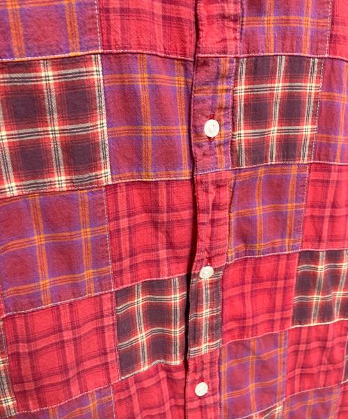 stussy（ステューシー）stussy (ステューシー) 半袖パッチワークシャツ レッド サイズ:Mの古着・服飾アイテム