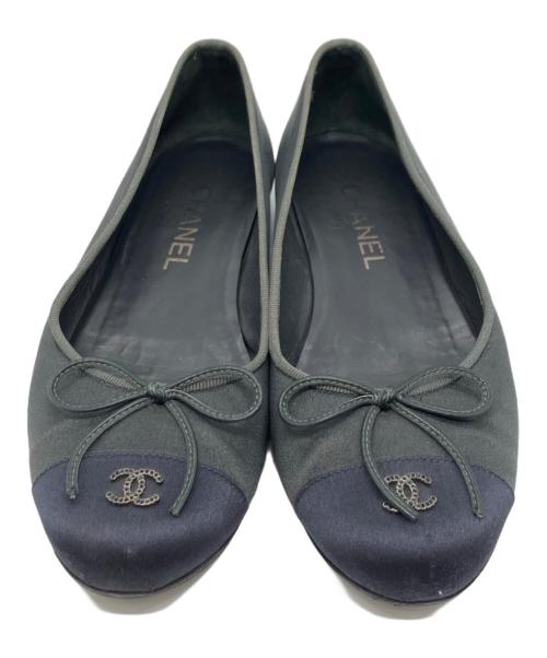 CHANEL（シャネル）CHANEL (シャネル) バレリーナフラットパンプス グレー サイズ:36 1/2の古着・服飾アイテム