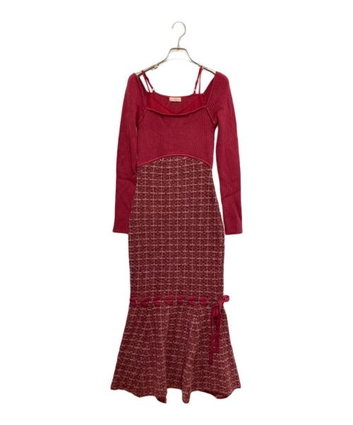 Resexxy（リゼクシー）Resexxy (リゼクシー) シアードッキングツイードニットワンピース レッド サイズ:FREEの古着・服飾アイテム